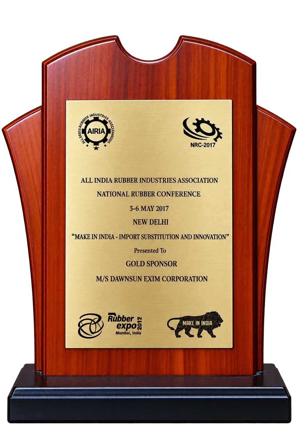 Engraved Mahogany Sponsor Award Trophy